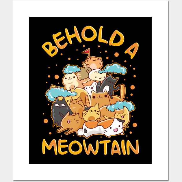 Funny Behold A Meowtain Cat Mountain Kitty Pun Wall Art by theperfectpresents